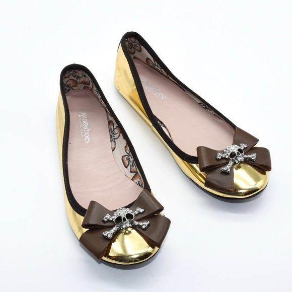 Town Shoes Gold Skull Embellished Flats 36 main image 1